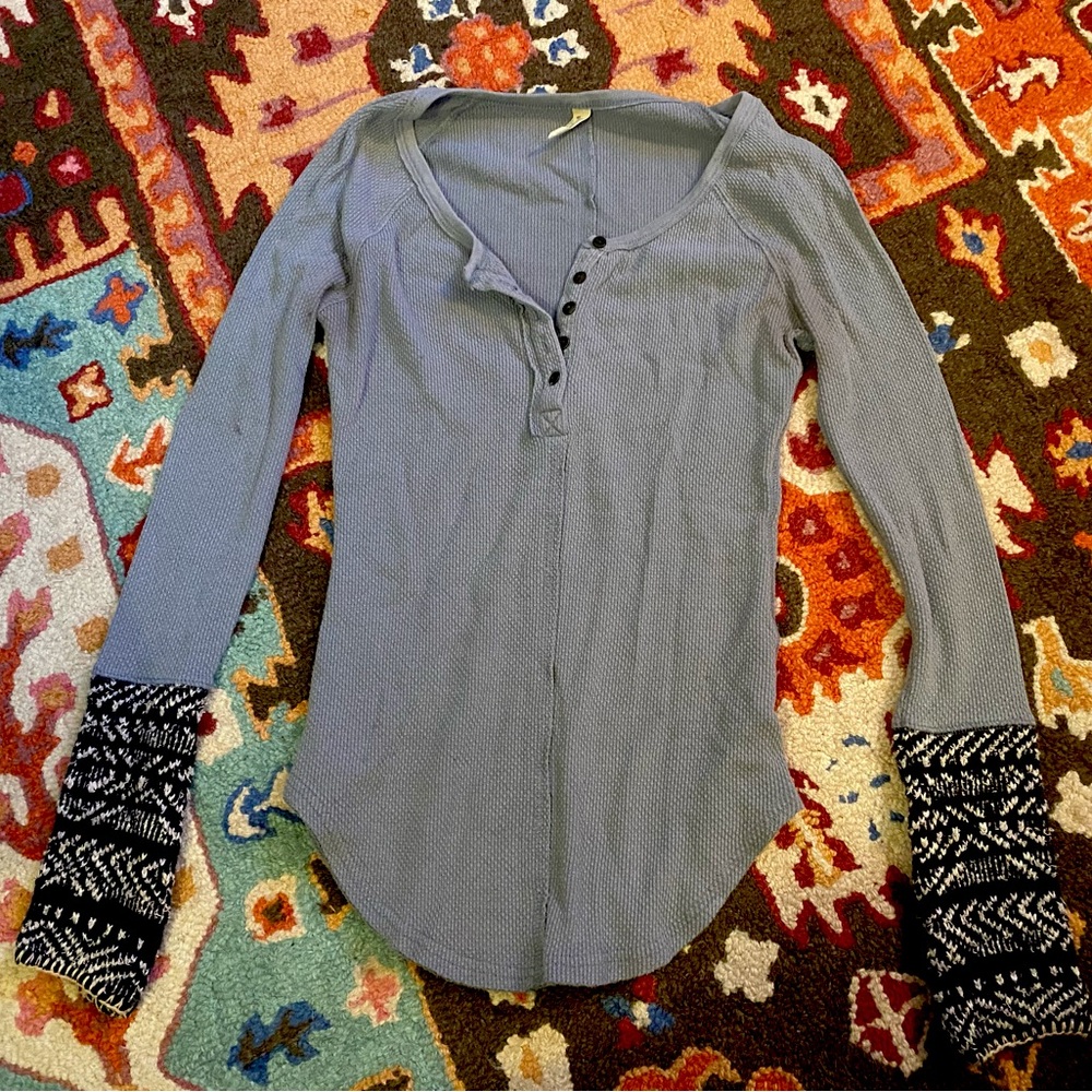 free people sweater cuff thermal henley
